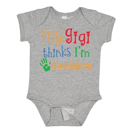 

Inktastic My Gigi Thinks Im Awesome Grandchild Outfit Gift Baby Boy or Baby Girl Bodysuit