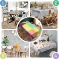 thumbnail image 5 of Colorful Watercolor Stripe Pattern Rectangle Tablecloth 60"x120",Waterproof Polyester Rectangle Table Cloth, Wipeable Spillproof Polyester Tablecloth for Dining, Camping, Indoor and Outdoor, 5 of 6