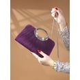 thumbnail image 3 of REMANLAND Women's Satin Pleated Evening Clutch Bag, Purple, 3 of 7