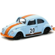 Volkswagen Beetle Low Ride #20 Light Blue and Orange Collaboration Model 1/64 Diecast Model Car by Schuco & Tarmac Works