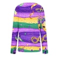 thumbnail image 4 of TrendVibe365 Mardi Gras Plus Size Tops for Women Long Sleeve Plus Size Crew Neck Polyester Casual Mask Printed Mardi Gras Celebrations Blouse Tops for Mardi Gras Event Purple XL, 4 of 4