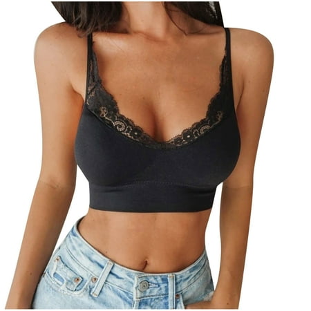 

Patlollav Womens Bras Sexy Patchwork Solid Lace Short Vest Ladies Camis Tops