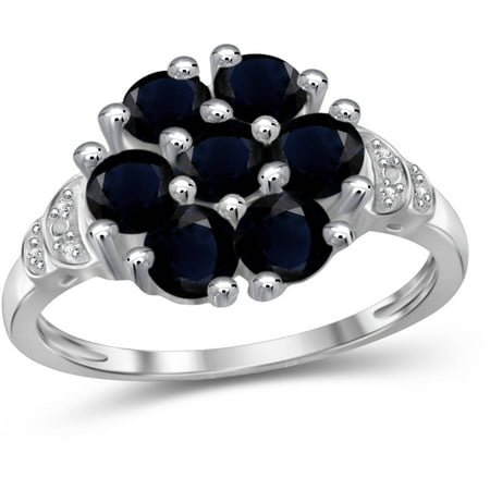 JewelersClub 2.66 Carat T.G.W. Sapphire Gemstone And White Diamond Accent Sterling Silver Ring