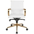 thumbnail image 4 of Flash Furniture Mid-Back White Ribbed LeatherSoft Executive Swivel Office Chair with Gold Frame, Knee-Tilt Control and Arms, 4 of 4