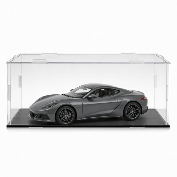 BlinkLLX Clear Acrylic Display Case with Black Base for 1:24 Scale Model Car