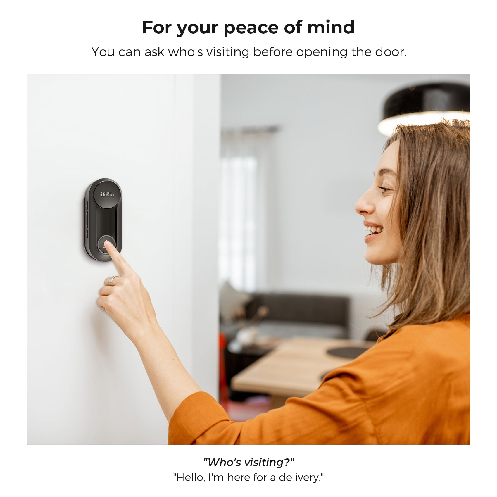Wireless Doorbell, Hosmart Ultra Bell Wireless Intercom Doorbell System, Battery Operated Door Bell, Full Duplex Audio Doorbell Waterproof with 8 Doorbell Chime 1200Ft Range for Home Business