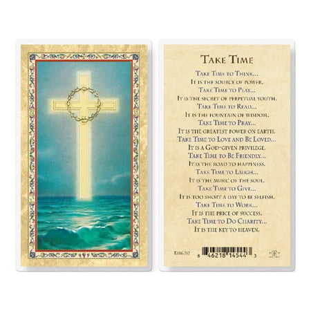 

Take Time - Cross on the Ocean Gold-Stamped Laminated Catholic Prayer Holy Card with Prayer on Back Pack of 25