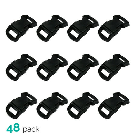 (48 Pack) ASR Outdoor Paracord Bracelet Buckle Set Black 15mm .5