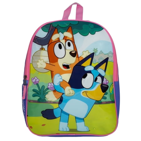 Bluey & Bingo Kids Backpack, Elementary School Girls Book Bag with Padded Straps, Purple