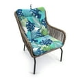 thumbnail image 2 of Jordan Manufacturing 38" x 21" Baloo Topaz Blue Leaves Rectangular Outdoor Wrought Iron Chair Cushion with Ties and Hanger Loop, 2 of 10