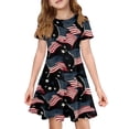 thumbnail image 2 of CCRFTGI Short Sleeve Dresses for Child Girls Size 8 Casual 250 Anniversary USA Flag Summer A Line Swing Skater Dress Cute American Flag Stars Dresses Holiday Girls Fashion Black 7-8 Years, 2 of 6