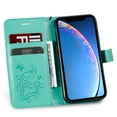 thumbnail image 5 of for iPhone 11 Pro Wallet Case, Kickstand Case with Credit Card Holder, Embossed Butterfly Pattern with Strap Premium PU Leather Magnetic Closure Shockproof Protective Flip Cover 5.8", Green, 5 of 6