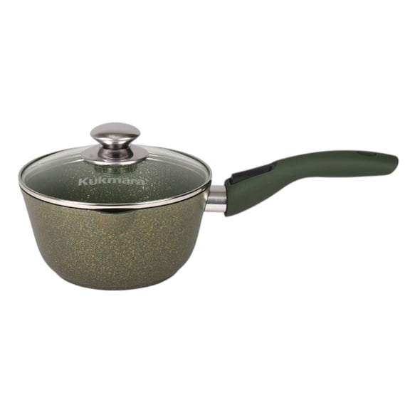 KUKMARA Trendy Style Malachite Aluminum Non-Stick Saucepan with Glass Lid and Removable Handle 1.6 Qt (1.5 L) Cast Aluminum Pot Sauce Pan Cookware Kitchenware Multi-Purpose Pot, Green