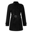 thumbnail image 4 of Women's Double-Breasted Wool Blend Trench Coat Stylish Long Overcoat with Belt and Pockets, Red, 4 of 4