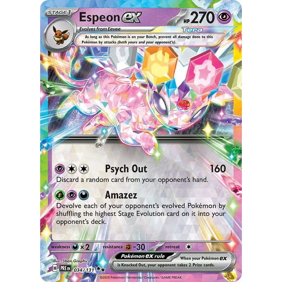 Pokemon Prismatic Evolutions Double Rare Espeon ex #34