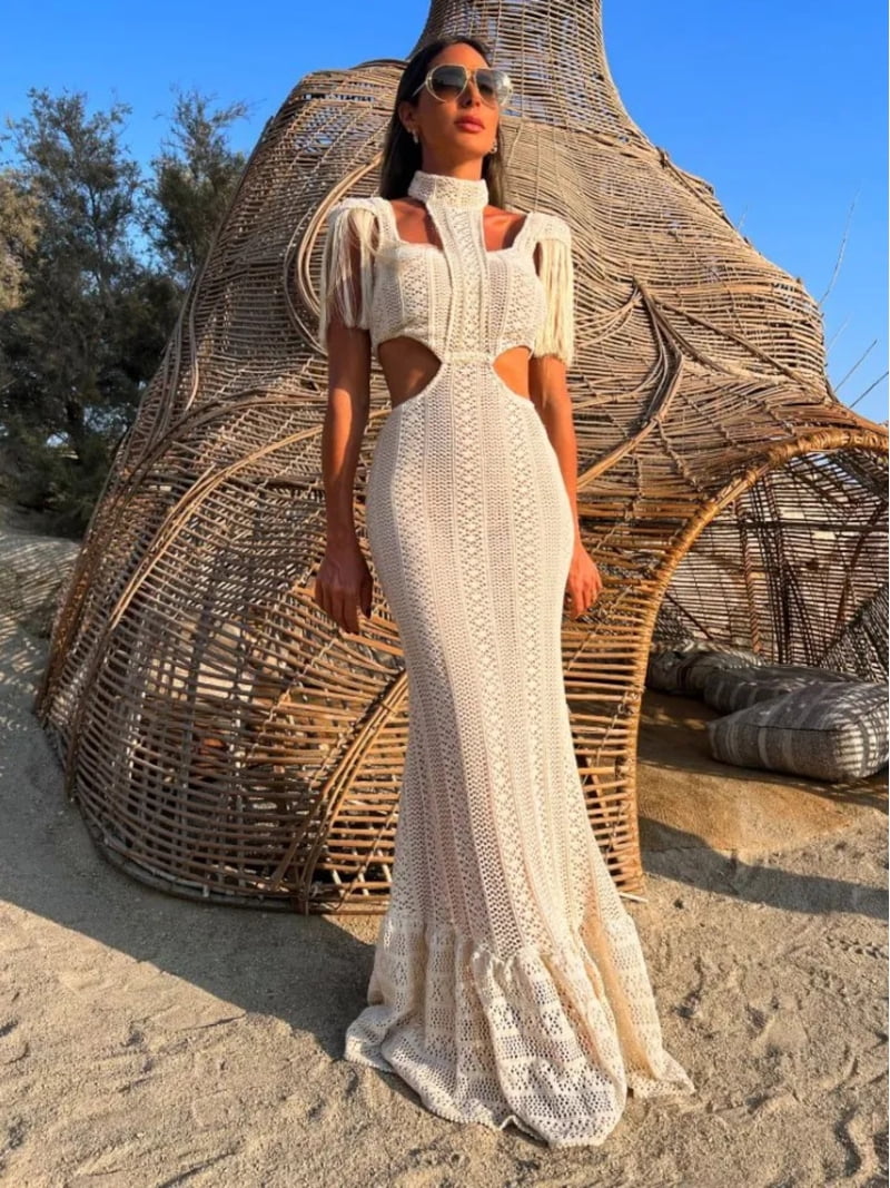 Sexy White Lace Women Dress Turtleneck Tassel Sleeve Slim Naked Waist Hollow Out Long Dress Summer Beach Female Knit Robe - Walmart.com Sexy White Lace Women Dress Turtleneck Tassel Sleeve Slim Naked Waist Hollow Out Long Dress Summer Beach Female Knit Robe - Walmart.com