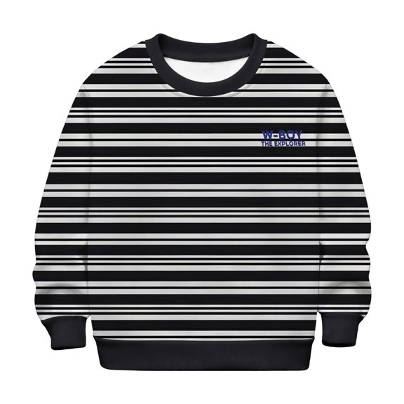 SJLDQY Striped Sweatshirts for Boys Casual Long Sleeve Crewneck Sweatshirt Fall Winter Outfits Comfy Pullover Tops