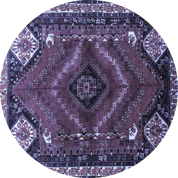 Ahgly Company Indoor Round Persian Blue Traditional Area Rugs, 4' Round