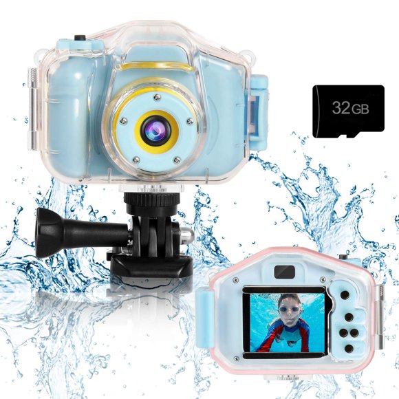 Cámara impermeable para niños Agoigo de 5 MP, 1080p HD, pantalla de 2 pulgadas, azul