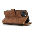 thumbnail image 4 of Crossbody Wallet Case for iPhone 14 with RFID Blocking Card Slot Holder, Magnetic Flip Folio Purse Case, PU Leather Zipper Handbag with Detachable Lanyard Strap Phone Case,Brown, 4 of 6