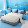 thumbnail image 4 of Manfei Watercolor Starfish Coral Fish Underwater Bedding Comforter Set for Kids Boys and Girls, Ocean Marine Life Print King Bedding Sets, Gray Reversible 7 Pieces, 4 of 6