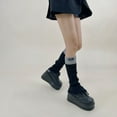 thumbnail image 3 of Kmbangi Women's Rib Knit Leg Warmers Cute Knee High Socks Boot Cuffs Two Tone Stockings with Button Decor, 3 of 3