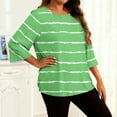 thumbnail image 4 of Gamivast Women Plus Size Tops 3/4 Sleeve Striped Print Tunic Shirts Loose Casual Crew Neck Drop Shoulder Blouse Spring Summer Outfit Fashion Clothing, 4 of 6