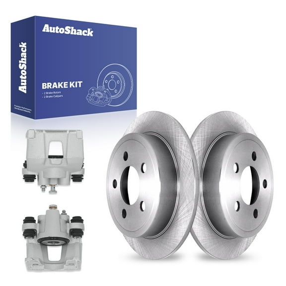 AutoShack 11.21" (284.8 mm) Rear Solid Brake Rotors   Calipers | Replacement for 2003-2007 Jeep Liberty 2003-2006 Jeep TJ | 4-PC Brake Kit