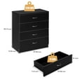 thumbnail image 5 of 4 Drawer Dresser, UHOMEPRO Modern Chest of Drawers for Bedroom, Night Stand Wood Storage Cabinet Dresser Organizer Unit with Handle for Living Room, Closet, Hallway, Small Space, Black, 5 of 9