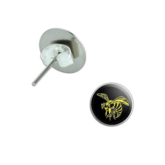 Bee Wasp Hornet Yellow on Black Pierced Stud Earrings