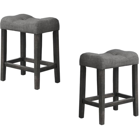 Best Master Furniture Vitaliya 24" Wood Counter Stool in Charcoal (Set of 2)