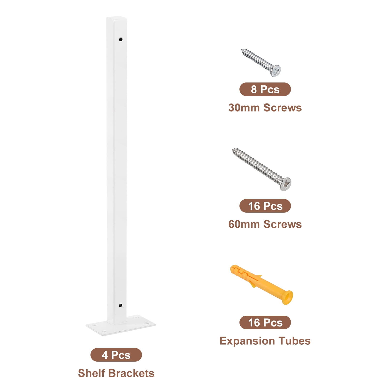 Floating Shelf Brackets, 4 Pack 16"(400mm) Wall Mounted Shelf Supports, White