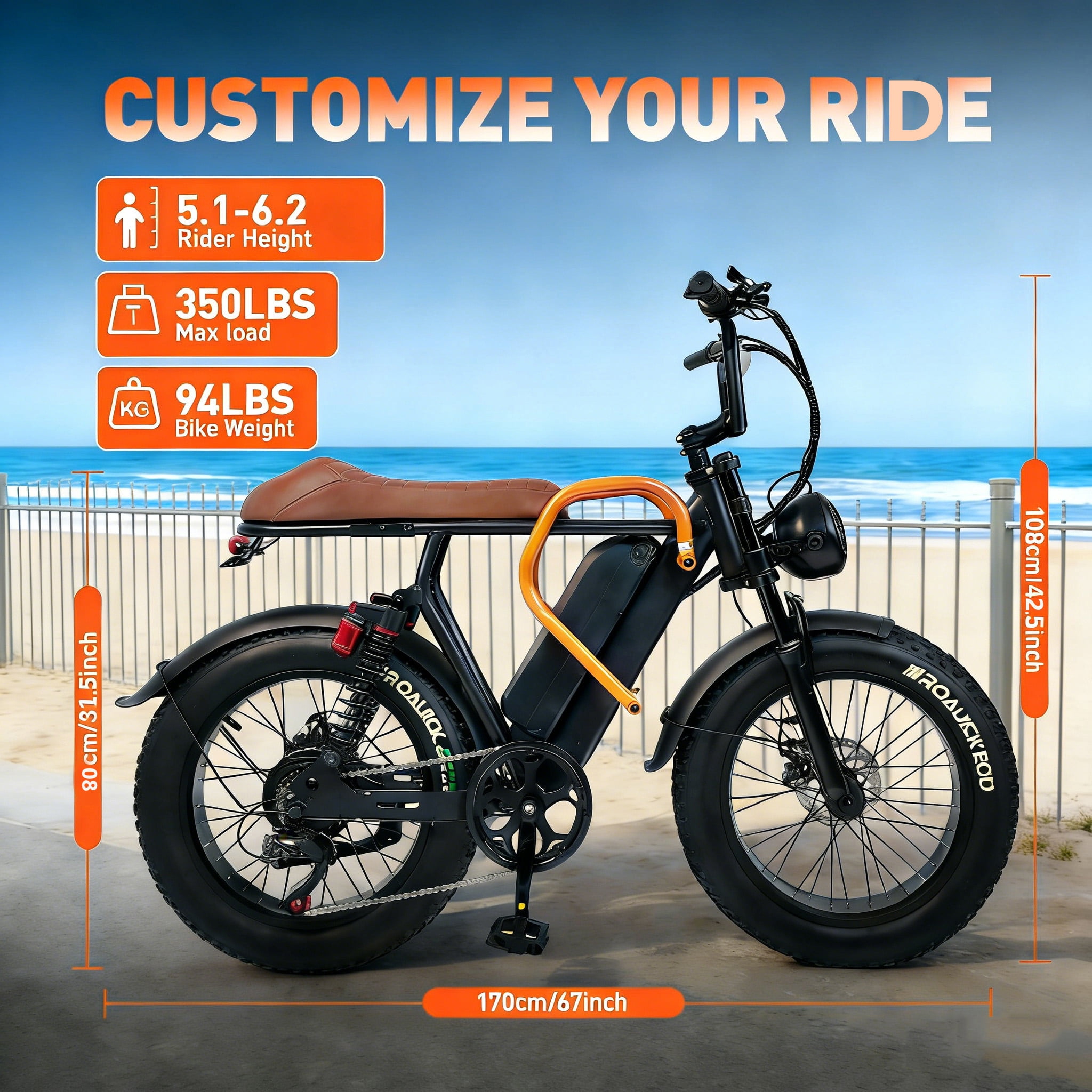 Electric Mountain Bicycles,750W Peak 1500W Motor,30MPH 60 Miles,720Wh Removable Battery,20 X 4.0 Fat Tire Ebikes for Adults,7 Speed,UL2849