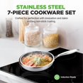 thumbnail image 2 of NutriChef Juego de sartén y wok de acero inoxidable de tres capas de 7 piezas: antiadherente, compatible con inducción, apto para horno, resistente a rayones, apto para lavavajillas, 2 of 5