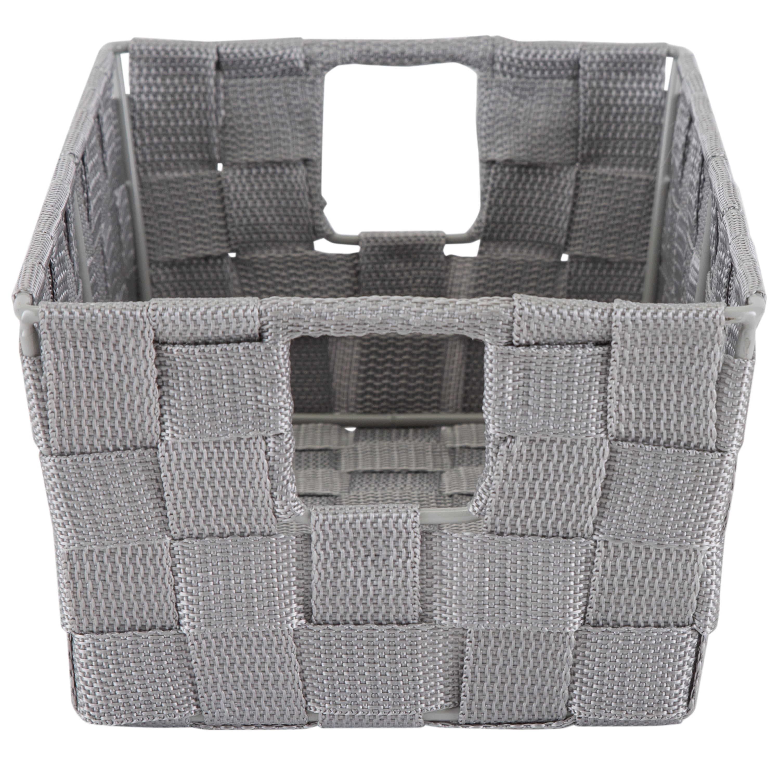 Simplify 2 Pack Small Woven Storage Shelf Basket in Grey