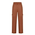 thumbnail image 5 of ZQUUVOU Men Casual Trousers High Waist Drawstring With Multi-Pockets Long Pants Burgundy, 5 of 5
