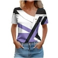 thumbnail image 1 of Tops de Algodón para Mujeres Cuello en V Casual de Manga Corta, Imitación Algodón Primavera Y Blusa de Verano, 1 of 5
