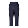 thumbnail image 4 of Fartey Yoga Pants for Women Capris Loose Wide Straight Leg Cropped Pants High Waist Tummy Control Capri Legging with Pockets, 4 of 7