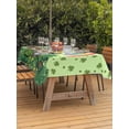 thumbnail image 2 of Green Gnomes St. Patrick's Day Outdoor Tablecloth - 60x84 Inch Rectangle Dining Table Cover, Lucky Clovers Rainbow Waterproof Outdoor Table Cloth with Umbrella Hole & Zipper for Picnic/Patio/Party, 2 of 7