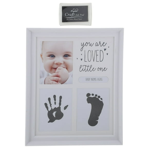JUNWELL Photo Frame 3-Opening 27” x 23”cm White Finish Baby Handprint & Footprint Frame with Inkpad