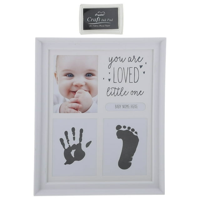 HLONK Photo Frame 3-Opening 27” x 23”cm White Finish Baby Handprint & Footprint Frame with Inkpad