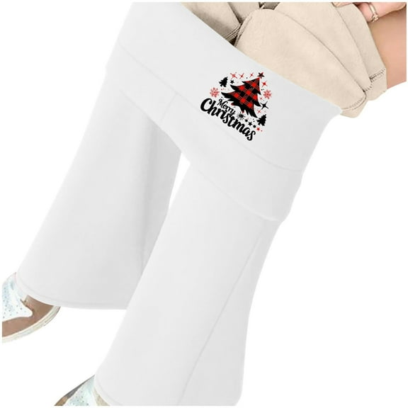 Gamivast Fleece Lined Pants for Women Flare Loose Fitted Straight Leg Warm Yoga Pants Xams Graphic Tummy Control Leggings High Waisted Bootcut Dress Winter Work Slacks