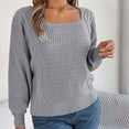 thumbnail image 2 of Annhoo Womens Sweaters Casual Long Sleeve Square Neck Tops Fall Winter Loose Cozy Knitted Pullover Shirts, 2 of 8