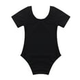 thumbnail image 5 of Aiihoo Kids Girls Short Sleeves Round Neck Classic Plain Ballet Dance Leotard Gymnastics Activewear Jumpsuit Black 6, 5 of 7