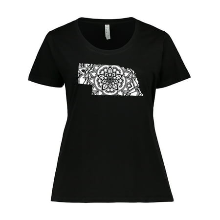 Inktastic Nebraska Silhouette Mandala Women s Plus Size T-Shirt