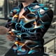 thumbnail image 1 of Camisa de hombre con solapa de color en bloques de color, informal, de calle, con botones, de manga larga, informal, a la moda, transpirable, cómoda, 2024, 1 of 6