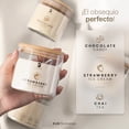 thumbnail image 4 of Kit 3 Velas De Soya | 250 g | Aromas: Helado de Fresa, Dulce De Chocolate, Té Chai | Duración 50 Hrs | Kit Sweet Delight | B Life., 4 of 7