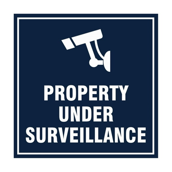 Square property under surveillance Sign (Navy Blue / White) - Small