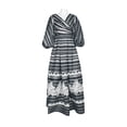 thumbnail image 2 of Theia V-Neck 3/4 Sleeve Zipper Back Stripe Print Embellished Organza Dress-BLACK WHITE / 4, 2 of 4