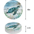 thumbnail image 1 of FMSHPON Theme Sea Turtle Wood Grain Set of 8 Round Coaster for Drinks, Absorbent Ceramic Stone Coasters Cup Mat with Cork Base for Home Kitchen Room Coffee Table Bar Decor, 1 of 6